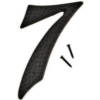 HY-KO DC-3/7 House Number, Character: 7, 3-1/2 in H Character, 2 in W Character, Black Character, Aluminum