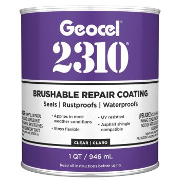 Geocel 2310 Series GC65210 Repair Coating, Liquid, Crystal Clear, 1 qt, Can