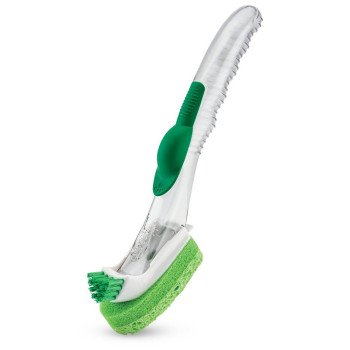 Libman 1132 Glass and Dish Wand with Scrub Brush, 11 in OAL, Natural Cellulose/PET Trim, PVC Handle