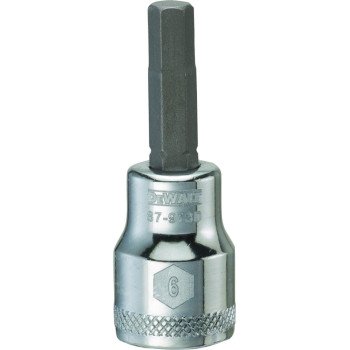 DEWALT DWMT87973OSP Fractional Hex Bit Socket, 6 mm Tip, 3/8 in Drive, Polished Chrome Vanadium, 1-31/32 in OAL