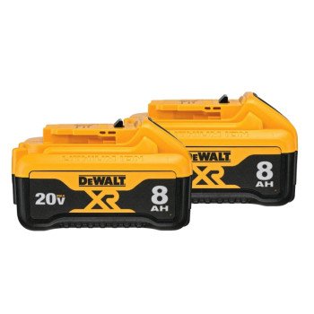 DEWALT DCB208-2 Battery, 20 V Battery, 8 Ah, Includes: (2) DCB208 20 V MAX Lithium-Ion Batteries