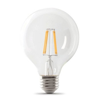 Feit Electric BPG25100/927CA/FIL LED Bulb, Globe Filament, G25 Lamp, E26 Lamp Base, Clear, Soft White Light