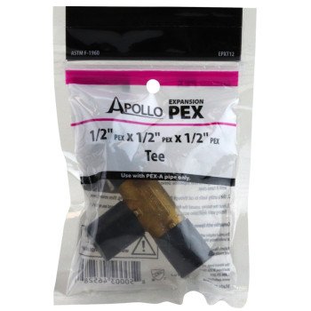 Apollo EPXT12 Pipe Tee, 1/2 in, Barb, Brass, 200 psi Pressure