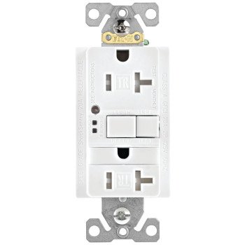 Eaton TRSGFNL20W-K-L GFI Decora Self-Test Receptacle, 20 A, White