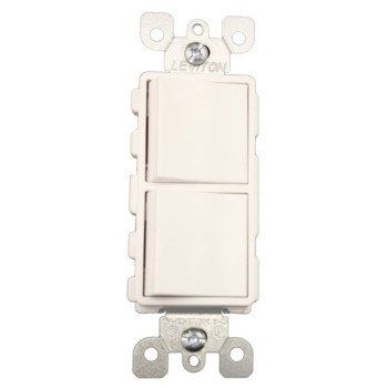 Leviton 012-05643-00W Combination Switch with Ground Screw, 15 A, 120/277 V, SPST, Lead Wire Terminal, White