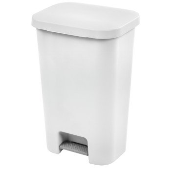 Sterilite COLORmaxx 10698004 Trash Can with Lid, 11.9 gal Capacity, Plastic, White, Textured, Step-On Lid Closure