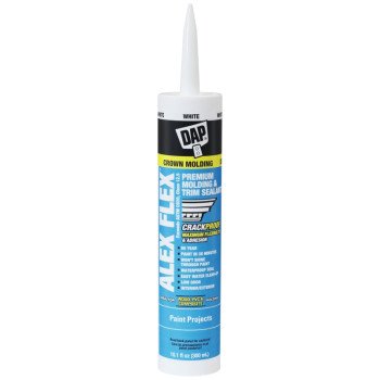 DAP ALEX FLEX 18542 Cauling Sealant, White, 72 hr Curing, 40 to 100 deg F, 10.1 oz Cartridge