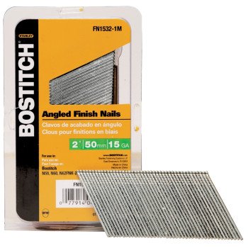 Bostitch FN1532-1M Finish Nail, 2 in L, 15 ga Gauge, Steel, Bright, Flat Head, Smooth Shank