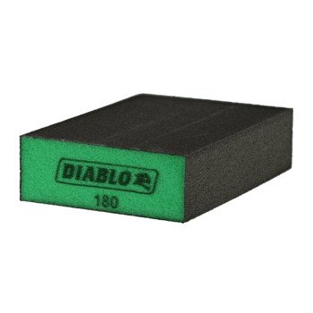 Diablo DFBLBLOSFN01G Sanding Sponge, Black/Green, 5 in L, 3 in W, 180 Grit, Ultra Fine, Aluminum Oxide Abrasive