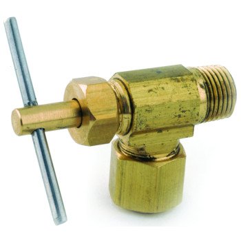 Anderson Metals 759103-0402 Straight Needle Shut-Off Valve, 1/4 x 1/8 in Connection, Compression x MIP, Brass Body