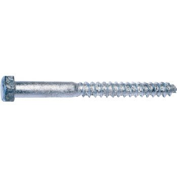 Midwest Fastener 05585 Lag Screw, 3/8-7 Thread, 5 in OAL, 2 Grade, Galvanized Steel, SAE Measuring