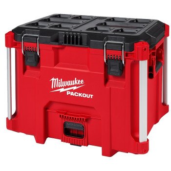 Milwaukee PACKOUT 48-22-8429 Tool Box, 100 lb, Polypropylene, Black/Red, 16.9 in H x 21.8 in W x 15.5 in D Outside