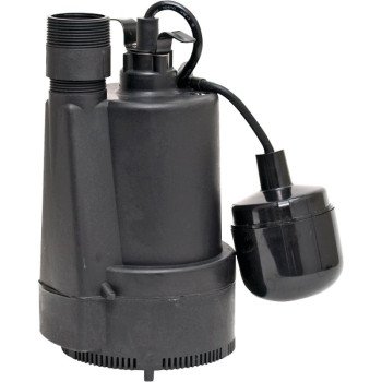 Superior Pump 92330 Sump Pump, 4.1 A, 120 V, 0.33 hp, 1-1/4 x 1-1/2 in Outlet, 40 gpm, Thermoplastic