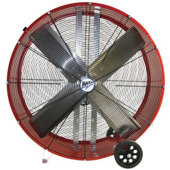 MaxxAir BF30DD Portable Barrel Fan, 120 V, 2-Speed, 4050 to 5000 cfm Air, Red