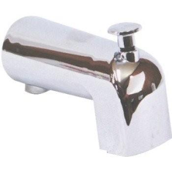 US Hardware P-520C Bathtub Spout with Diverter, 1/2 in Connection, FNPT, Plastic, Chrome Plated