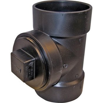 Canplas 102115SBC Test Pipe Tee, 2 in, Hub x FNPT, ABS, Black