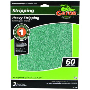 Gator 7260 Sanding Sheet, 11 in L, 9 in W, 60 Grit, Coarse, Aluminum Oxide Abrasive