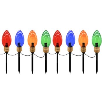 Hometown Holidays 92601 Light Stake Yard, 18 in L, Yard Decor, PVC, Blue/Gold/Green/Red, Shiny