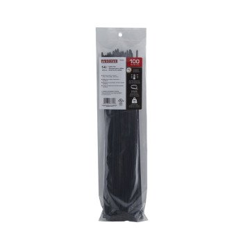 ProSource CT0912 Cable Tie, 102 mm Max Bundle Dia, Self-Locking Locking, Nylon, Black