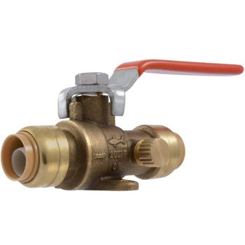 SharkBite 22304-0000LF Ball Valve, 1/2 in Connection, NPSM, 200 psi Pressure, Brass Body