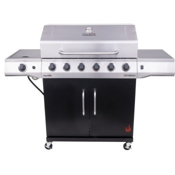 Char-Broil 463229021 Gas Grill, 60,000 Btu, Liquid Propane, 6-Burner, Chef's Tray, 10,000 BTU Side Burner, Cabinet Storage