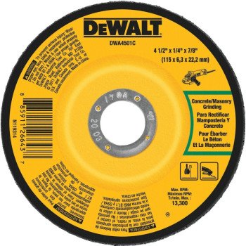 DEWALT DWA4501C Grinding Wheel, 4-1/2 in Dia, 1/4 in Thick, 7/8 in Arbor, 24 Grit, Aluminum Oxide Abrasive