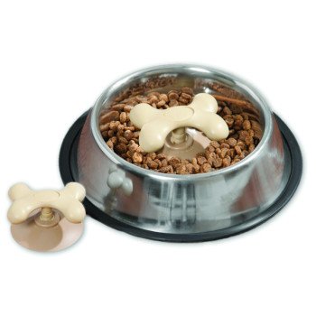 Loving Pets Gobblestopper 7310 Slow Feeder Bowl Insert, 8 in Dia, M, Beige