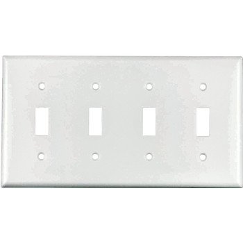 Eaton Wiring Devices 2154W-BOX Wallplate, 4-1/2 in L, 8.19 in W, 4 -Gang, Thermoset, White, High-Gloss