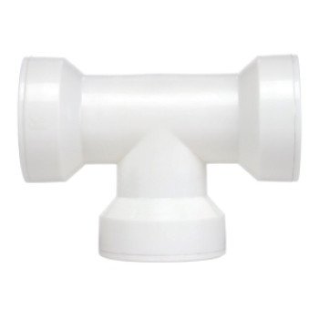 Insta-Plumb 48QLK Coupling Pipe Tee, 1-1/2 in, Push-Fit, Plastic, White