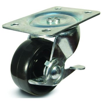 Dh Casters C-GD30PSB Swivel Caster, 3 in Dia Wheel, 1-1/4 in W Wheel, Plastic Wheel, 220 lb