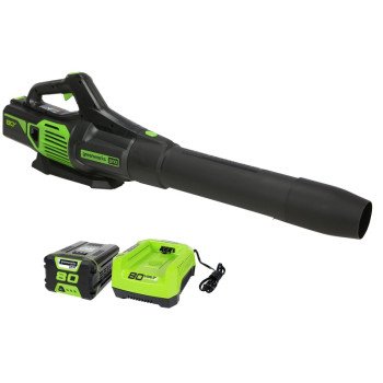 Greenworks 2410002VT Leaf Blower, Battery Included, 4 Ah, 80 V, 3-Speed, 730 cfm Air, 70 min Run Time