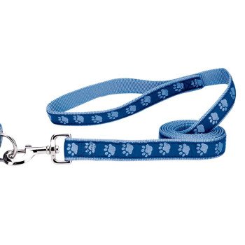 Casual Canine ZA8861 66 19 Two-Tone Pawprint Dog Lead, 6 ft L, 1 in W, Nylon Line, Blue, Fastening Method: Swivel Clip