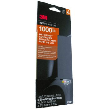 3M Wetordry 03001 Automotive Sandpaper, 1000 Grit