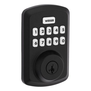 Weiser Powerbolt 3 9GED92500-005 Deadbolt, 3 Grade, Keypad Key, Zinc, Matte Black, 1-3/8 to 1-3/4 in Thick Door