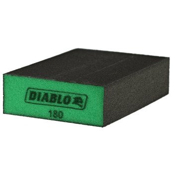 Diablo DFBLBLOSFN04G Sanding Sponge, Black/Green, 5 in L, 3 in W, 180 Grit, Aluminum Oxide Abrasive