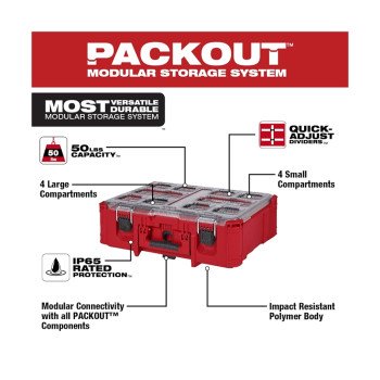 Milwaukee PACKOUT 48-22-8432 Deep Organizer, 50 lb, Polymer