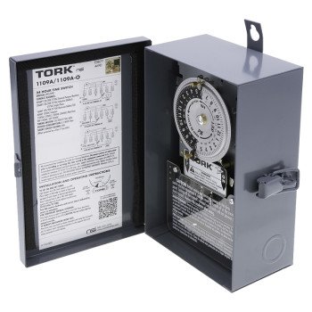 Tork 1109A Series 1109A-O Lighting Timer, 40 A, 120/208/277 VAC, 3 W, 20 to 75 min Time Setting, 24 hr Cycle, Gray