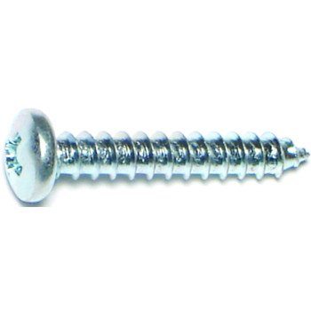 Midwest Fastener 03242 Screw, #8 Thread, Coarse Thread, Pan Head, Phillips Drive, Self-Tapping, Sharp Point, Steel, Zinc, 100/PK