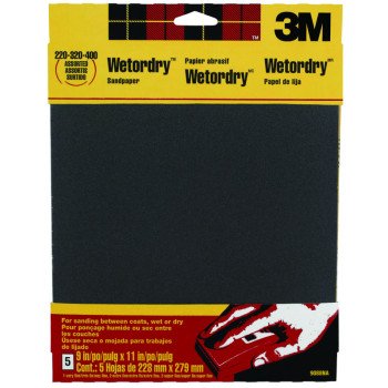 3M 9088 Sandpaper, 11 in L, 9 in W, Extra Fine/Super Fine/Very Fine, Silicone Carbide Abrasive