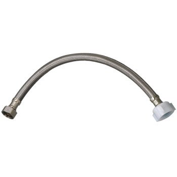 Plumb Pak EZ Series PP23856 Toilet Supply Tube, 1/2 in Inlet, Flare Inlet, 7/8 in Outlet, Ballcock Outlet, 12 in L