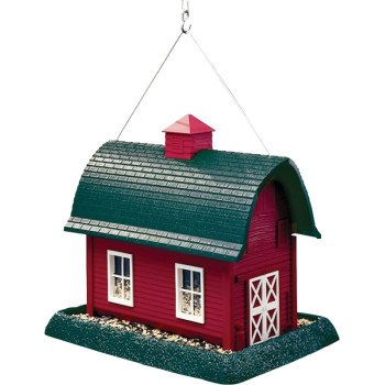 North States 9061 Wild Bird Feeder, Barn, 8 lb, Plastic, Red, 11-1/2 in H, Pole Mounting