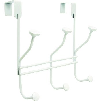 Amerock H55548GW Hook, 9-3/4 in L x 9-5/16 in W x 5-1/3 in H Dimensions, White, 3-Hook, Steel