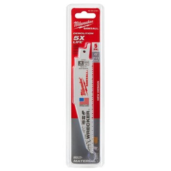 Milwaukee 48-00-5701 Reciprocating Saw Blade, 0.05 in W, 6 in L, 7/11 TPI