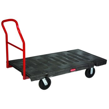 Rubbermaid FG446600 BLA Platform Truck, 2000 lb, 60 in L Platform, 30 in W Platform, 4-Wheel, Swivel Wheel, HDPE