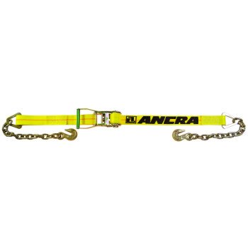 Ancra 500 Series 45982-15 Strap, 2 in W, 27 ft L, Polyester, Yellow, 3333 lb Working Load, Chain Anchor End