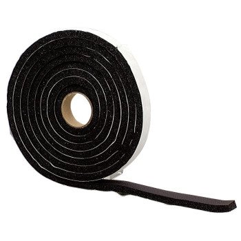 M-D 06577 Premium Weatherstrip Tape, 1/4 x 1/2 in W, 10 ft L, Rubber, Black