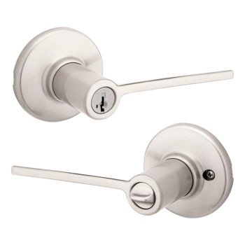 Kwikset 405LRL 15 SMT Entry Knob, Lever Handle, Satin Nickel, Zinc, Re-Key Technology: SmartKey, 3 Grade