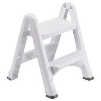 Rubbermaid EZ-Step Series FG420903WHITE Folding Step Stool, 25 in H, White