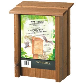 North States 1641 Bat House, 9 in W, 5-1/4 in D, 12 in H, Cedar Wood, Post, Fence Mounting