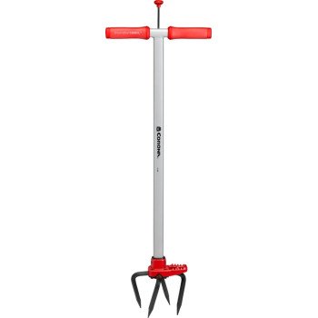 Corona LG 3624 Garden Tiller, 32 in L, 9 in Dia Tine, 6 in L Tine, 4-Tine, Steel Handle